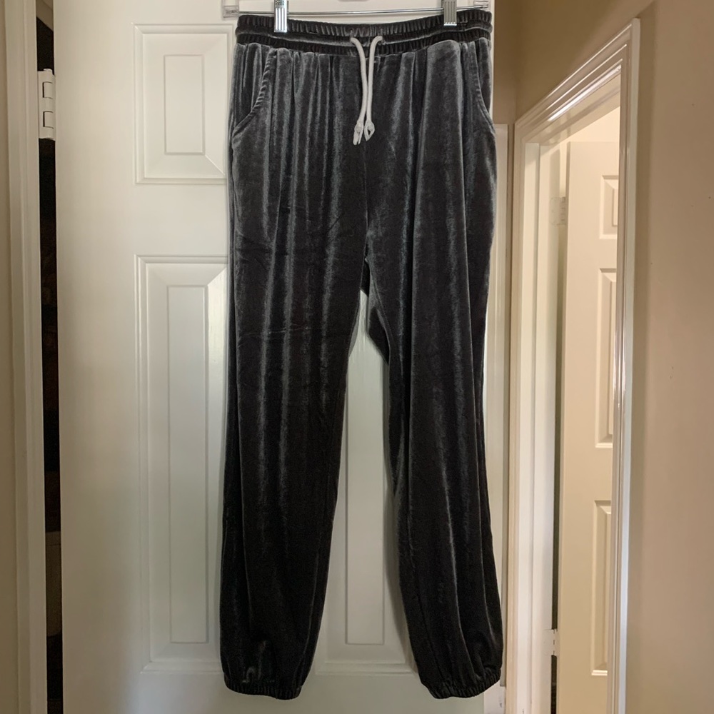 Velvet Track Pants with Cinched Ankles
